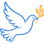 Eine Taube mit einem Zweig im Mund